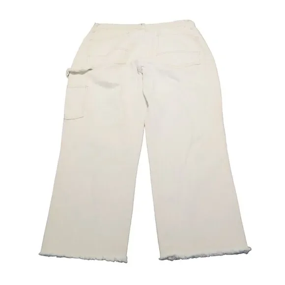 AMO Painterly Pant Women's Size 30 Ivory Carpenter Raw Hem Made In USA (31x26) - Picture 3 of 5